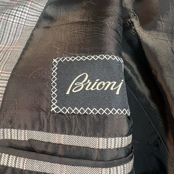 Recent Brioni EU56 US 46R 100% Pure Cashmere Glen Plaid Double Vent Blazer Coat - Picture 8 of 16